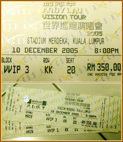 Andy Lau Vision Tour 2005 tickets