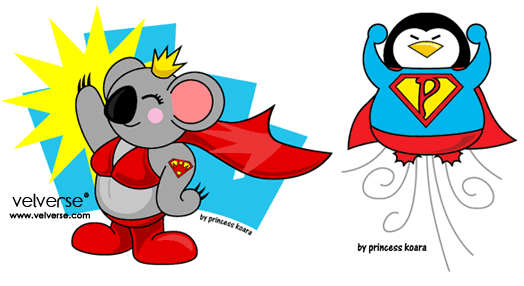 Super Koala and Super Penguin by princess koara