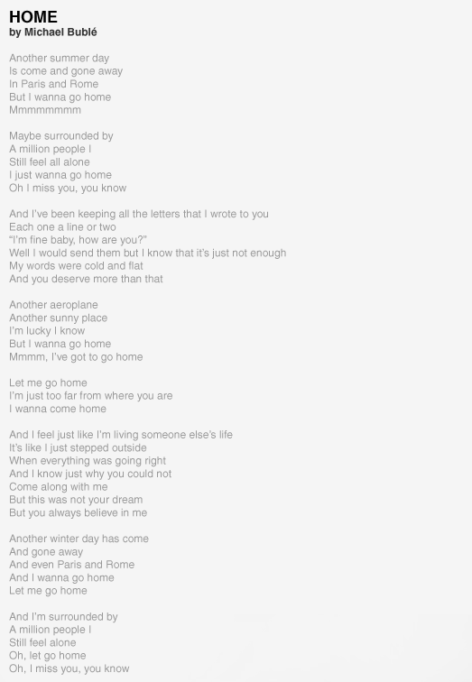 Home by Michael Bublé